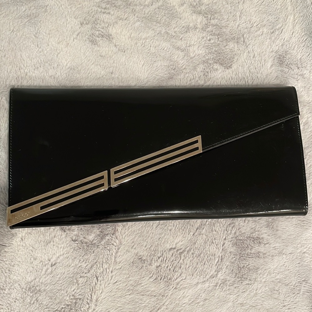 Gucci Patent Sigrid Oversized Clutch